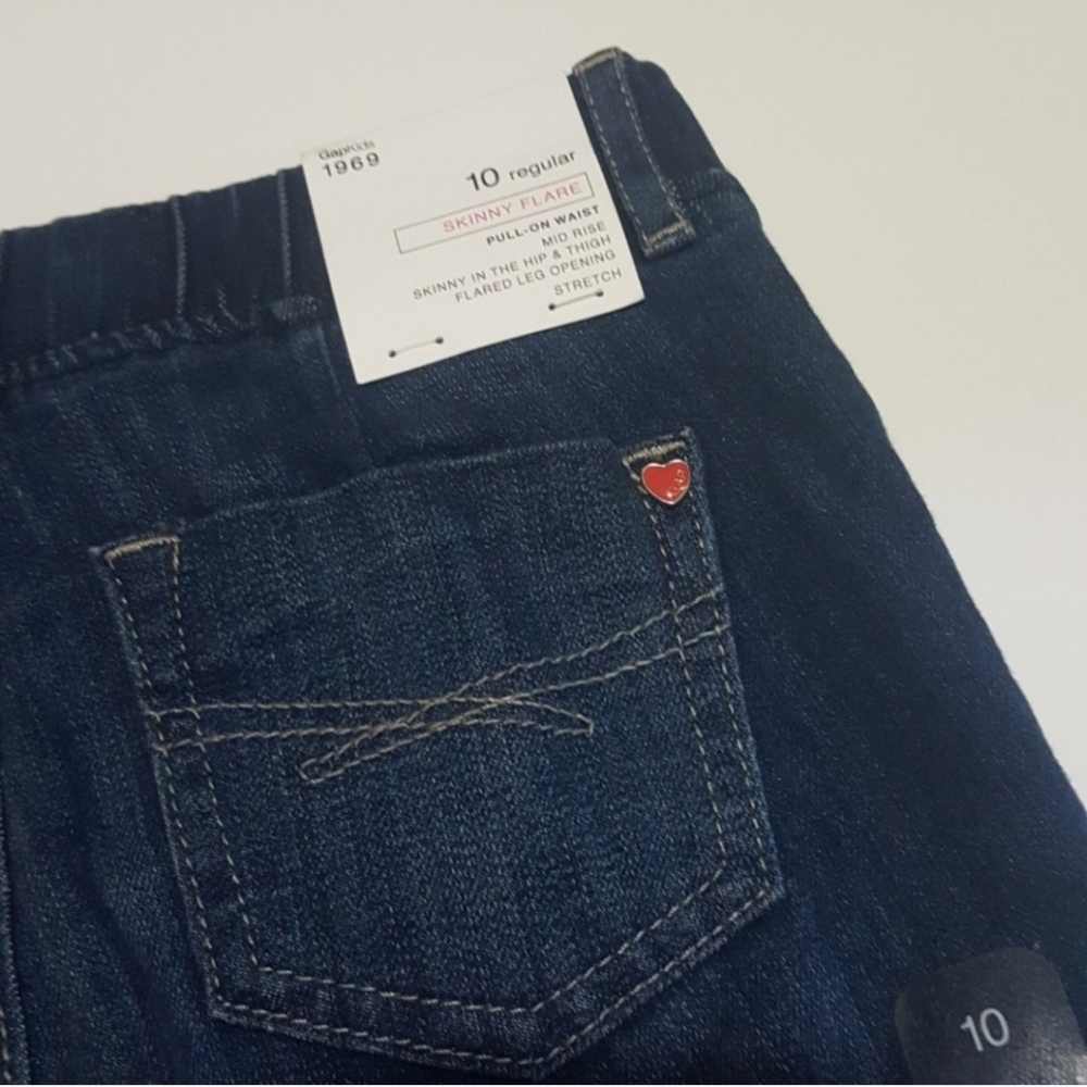 GAP Girls Skinny Flare Pull-On Waist Blue Jeans-10 - Picture 6 of 7
